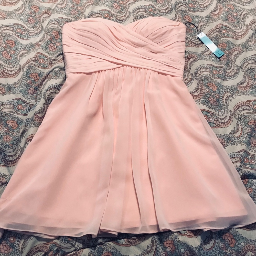 CAMILLE LA VIE PINK STRAPLESS CHIFFON DRESS